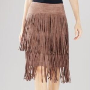 BCBGMaxAzria Brown Tiered Midi Skirt Cocktail